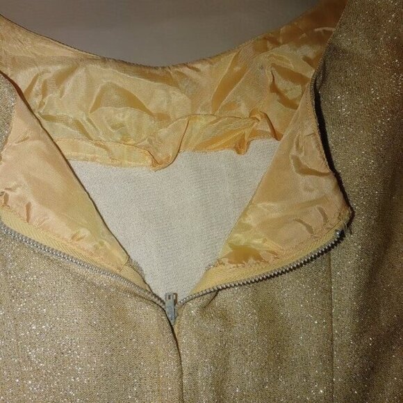 Vintage Dress 1950s Handmaid Gold Lurex Shimmer Party  Small Medium - Picture 12 of 16